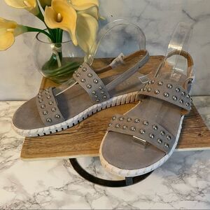 3/$20 Steven Natural Comfort Gray Suede Leather Studded Sandals Size 8.5